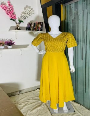 yellow georgette | with complete linning | flair - 3.5 m | length - 52 