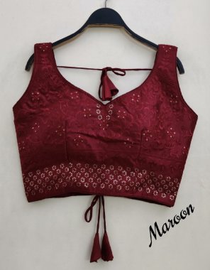 maroon fentam silk | height - 15 inch | sleeves - inch inside attached | back with roop  fabric embroidery work casual 