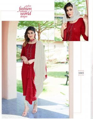 red top - chinon with real mirror embroidery work & linning | bottom - rayon slub lycra | dupatta - chanderi  fabric embroidery work party wear 