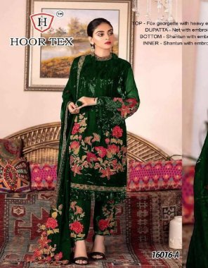 dark green top - fox georgette with embroidery sequance | inner & bottom - santoon | dupatta - heavy net with embroidery work | size - 58 ( 9xl ) fabric embroidery work ethnic 