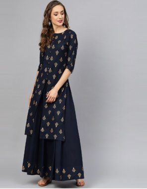 navy blue 14kg heavy rayon with  foil work | top length - 42 