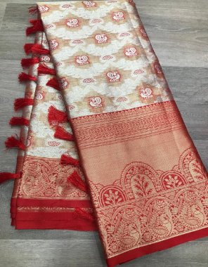 red kanjivaram silk  fabric weaving work casual 