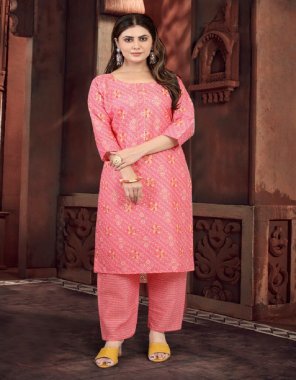 pink kurti - heavy cotton with foil print | pent - cotton print fabric printed work festive 