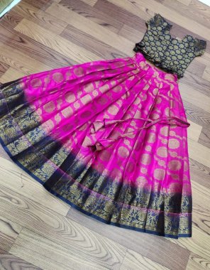 pink lehenga - pure lichi silk ( semi stitched ) | blouse - jacqaurd silk ( fully stitched )  fabric weaving work party wear 