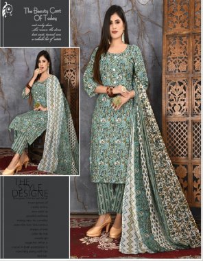 sky blue cotton ( 40 *40 ) | length - 43 inch fabric printed work ethnic 