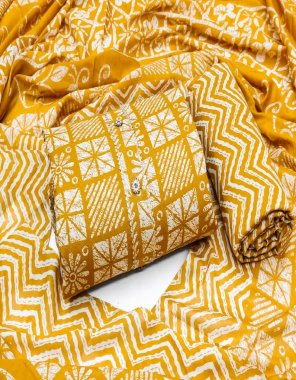 yellow top - cotton printed ( 2.10 m) | bottom - cotton ( 2.40 m) | dupatta - cotton printed ( 2 m)  fabric printed work party wear 