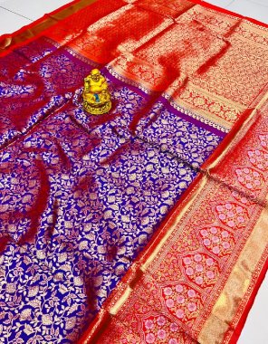 navy blue kanchipuram pure silk handloom  fabric zari weaving work festive 