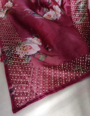 pink pure crystal light weight organza  fabric printed work festive 