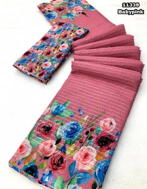 pink saree - georgette silk floral printed sequnace crochet work | blouse - crochet digital printed fabric digital printed work festive 