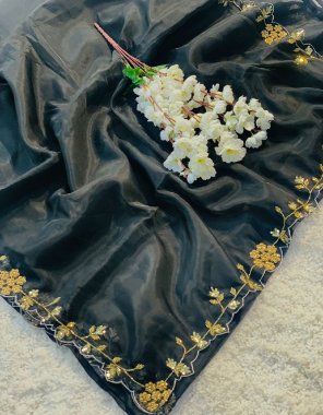 black viscose organza | blouse - silk  fabric handcraft work ethnic 