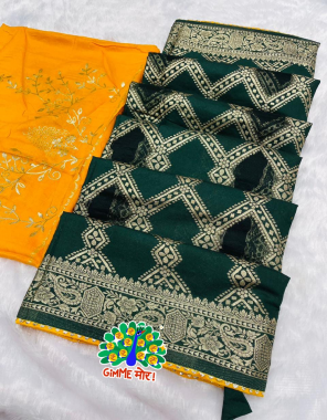 dark green banarasi cotton silk fabric weaing work ethnic 