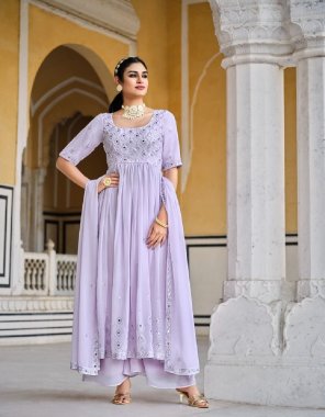purple top - georgette | top length - 55 inch | salwar - georgette | dupatta - georgette ( 2.30 ) fabric embroidery work festive 