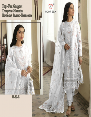 white top - fox georgette with embroidery sequance work moti work ( front & backboth side work ) | bottom - santoon with patch work | inner - santoon | dupatta - georgette with embroidery work | size - 56 ( 8xl ) fabric embroidery work casual 