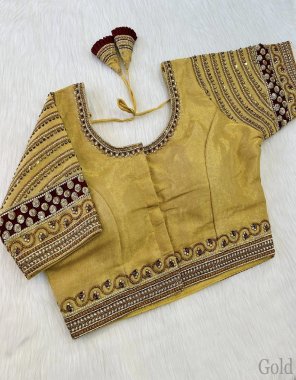 gold heavy south softy and silky | heavy padded | front open  fabric embroidery work ethnic 