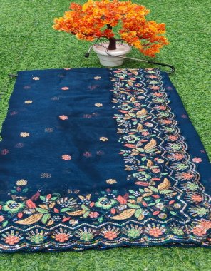 rama saree - simaran silk with thread embroidery work | blouse - banglory silk  fabric thread embroideery work festive 