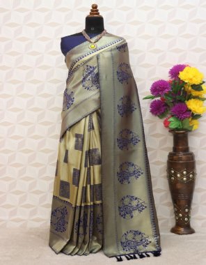 navy blue pure zari full weaving saree fabric weaving work festive 