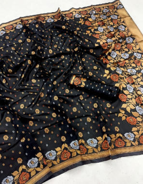 black soft kanjivaram banarasi silk fabric weaving work party wear 
