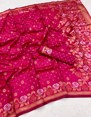 pink soft kanjivaram banarasi silk fabric weaving work festive 