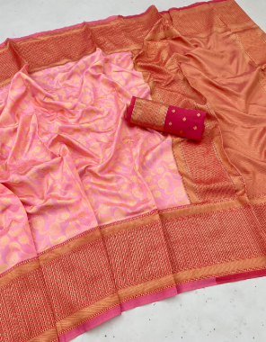pink soft silk fabric weaving work festive 