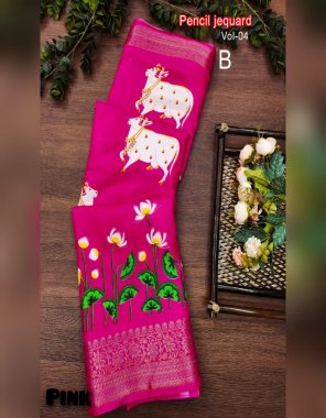 pink dola silk sibori bandhani printed  fabric bandhej  work festive 
