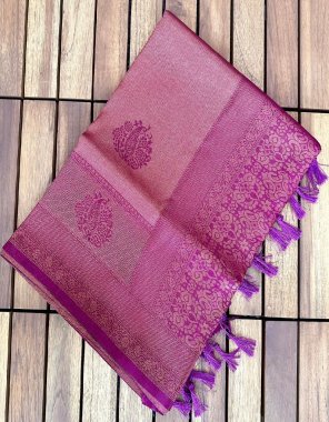 purple soft silk kanchipuram copper jari fabric copper jari work casual 