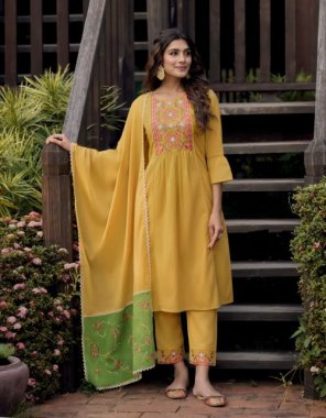 yellow top - embroidery and handwork on cotton | inner - cotton | bottom - embroidery and fancy laces on heavy cotton | dupatta - embroidery and fancy laces on cotton fabric embroidery work festive 