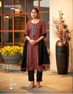 maroon cotton printed fabric embroidery kurti and bottom with cotton dupatta  fabric printed work festive 
