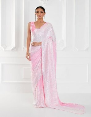 pink saree - heavy georgette with sequance work | blouse - satin banglori  fabric sequance work ethnic 