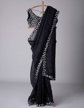 black saree - heavy georgette silk | blouse - sequance embroidery mono silk  fabric sequance work festive 