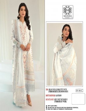 white top - heavy fox georgette embroidered | dupatta - butterfly net ( heavy embroidery work ) | inner & bottom - santoon fabric embroidery work festive 