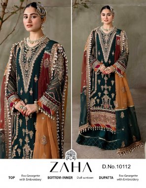 black top - georgette with heavy embroidered | bottom - santoon | dupatta - nazmin with heavy embroidered | inner - santoon fabric embroidery work casual 