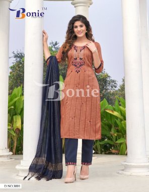 brown rayon base fabric in top and slub cotton pants | embroidery  fabric embroidery work ethnic 