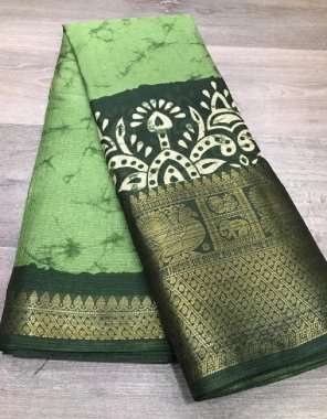 green cotton silk sibori bandhani printed fabric printed work festive 
