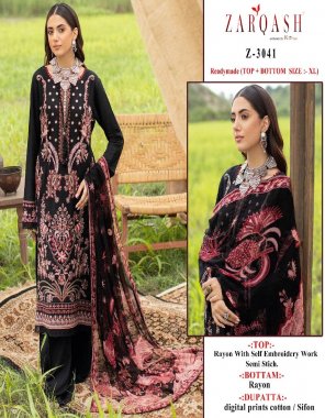 black top - rayon with heavy self embroidery work | bottom - rayon | dupatta - cotton embroidery dupatta  fabric embroidery work casual 