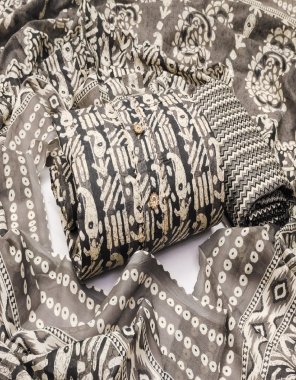 grey top - cotton printed suit ( 2.10 m) | bottom - cotton ( 2.40 m) | dupatta - cotton print printed ( 2 m)  fabric printed work festive 