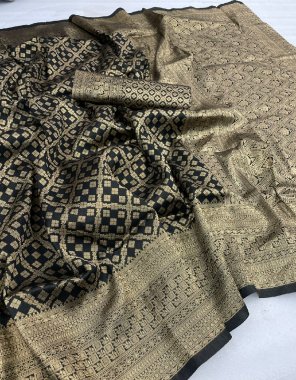 black banarasi soft silk  fabric weaving work festive 