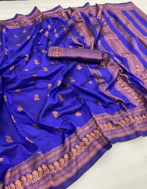 navy blue banarasi soft silk fabric weaving work ethnic 