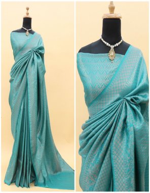 sky blue soft silk | blouse - jari silk  fabric weaving work party wear 