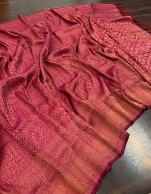 red kubera pattu soft silk fabric weaving work ethnic 