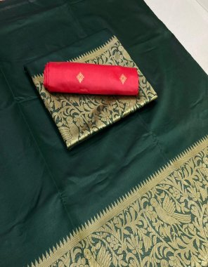 dark green soft lichi silk  fabric weaving work casual 