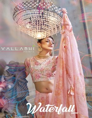 peach georgette foil printed with viscose border | blouse - digital printed fabric printed work casual 