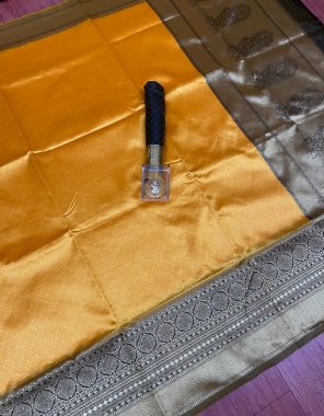 yellow soft lichi silk  fabric weaving work ethnic 