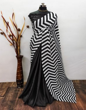 black saree - heavy japan satin ( devsena ) | blouse - sequance full work fabric sequance work casual 