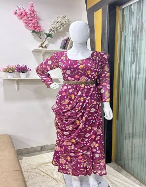 pink fox georgette ( 8.50 kg ) | complete linning | height - 52 