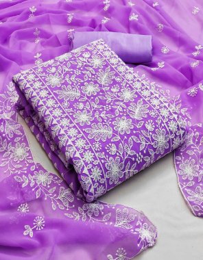 purple top - georgette with thread work ( 2 m) | bottom & inner - santoon ( 3.6 m) | dupatta - georgette heavy work ( 2.1 m)  fabric thread work work casual 