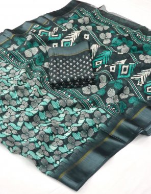 grey kota silk with satting patta fabric printed work casual 