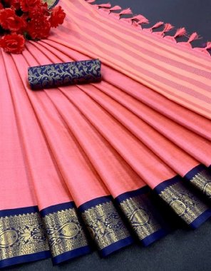 pink mercerised silk in exclusive border design fish zari pattern | blouse -  contrast matching jacquard | saree - 5.5m | blouse - 0.80 m fabric zari work work ethnic 