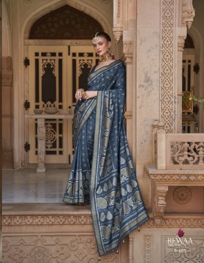 navy blue banarasi silk blend ethnic motif paisley zari  fabric weaving work festive 