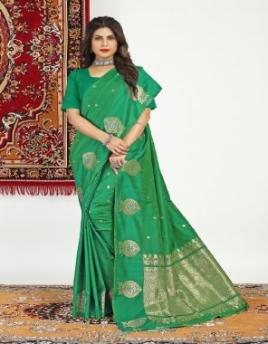 dark green kanchipuram pure silk handloom  fabric weaving work party wear 