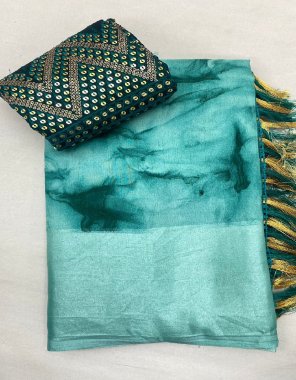 sky blue saree - summer special soft cotton with satin border with original prisam print | blouse - soft catonic color with double sequance work blouse  fabric printed work party wear 
